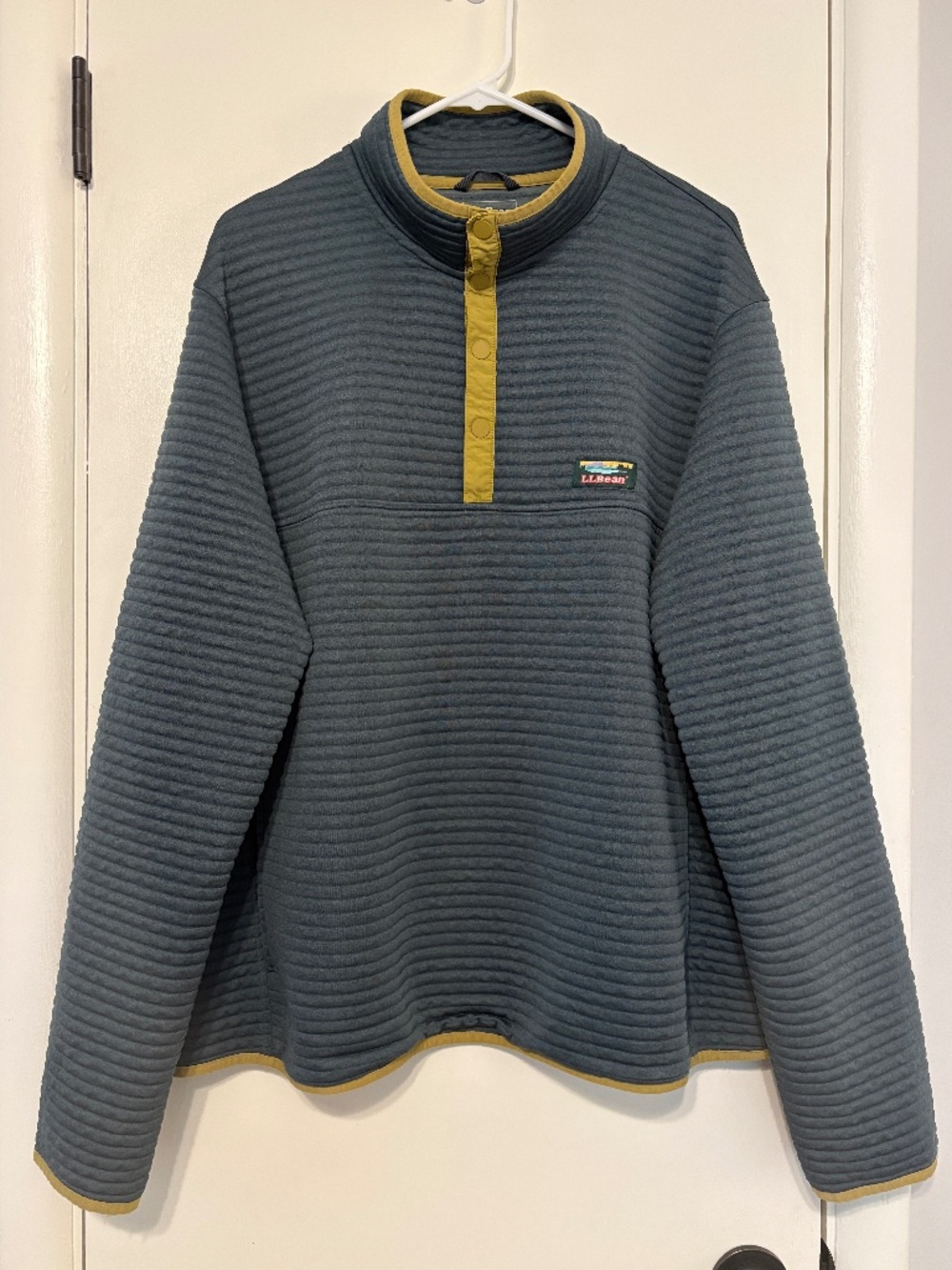 L.L. Bean #503645 Men's 1/4-Snap Airlight Knit Pullover Top XXL/2XL Green Logo